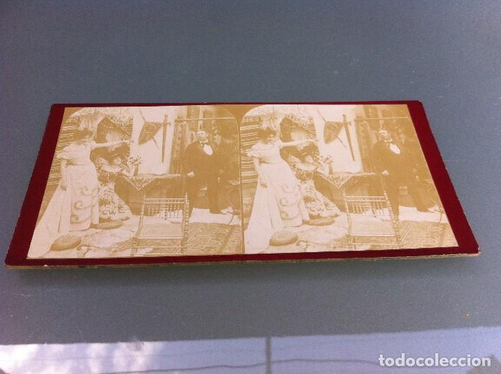 Fotografia antica: FOTOGRAF&Iacute;A ESTEREOSC&Oacute;PICA. ESCENA DE INTERIOR. MEDIDAS: 17,5 x 8,5cm