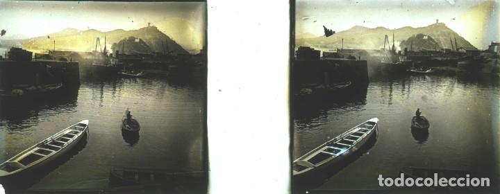 Photographie ancienne: FOTOGRAFIA ESTEREOSCOPICA DE CRISTAL POSITIVO, PUERTO DE SAN SEBASTIAN 1920, MIDE 10,5 X 4,5 CMS.