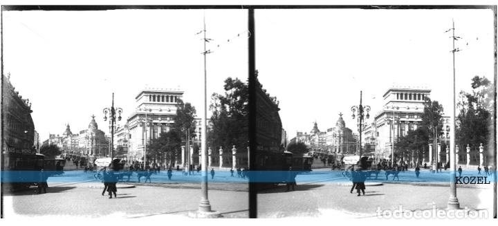 Fotografia antica: MADRID-NEGATIVO EN CRISTAL ESTEREOSCOPICO A&Ntilde;OS 1920 -PASEO CASTELLANA-PRECIOSA