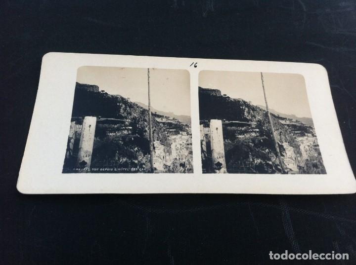Antique Photography: FOTOGRAF&Iacute;A ESTEREOSC&Oacute;PICA (AMALFI. VUE DEPUIS L'HOTEL DES CAPUCINS) 18 x 9cm.