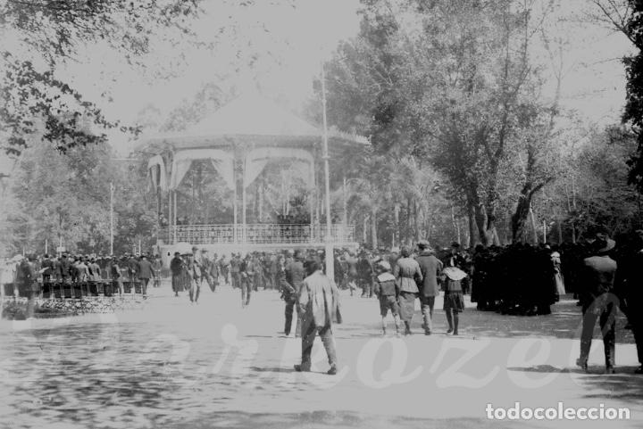 Photographie ancienne: MADRID-NEGATIVO CRISTAL- KIOSCO DE MUSICA DEL RETIRO 1920