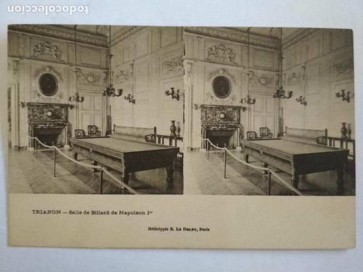 Photographie ancienne: POSTAL ESTEREOSCOPICA TRIANON, SALA DE BILLAR DE NAPOLEON I