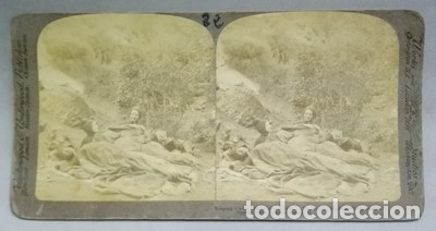 Photographie ancienne: FOTOGRAFIA ESTEREOSCOPICA. GRAN CA&Ntilde;ON DE ARIZONA, POR LA MA&Ntilde;ANA EN EL CONFORT DEL CAMPAMENTO.