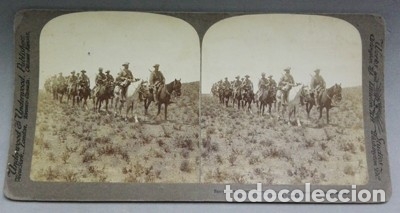 Photographie ancienne: FOTOGRAFIA ESTEREOSCOPICA. REMINGTON,S SCOUTS. AN EXPEDITION TO LOCATE THE ANEMY, COLESBERG.