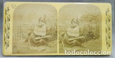 Photographie ancienne: FOTOGRAFIA ESTEREOSCOPICA. GROUPES PETITES SCENES, A.P. PARIS. - P-ESTEO-049