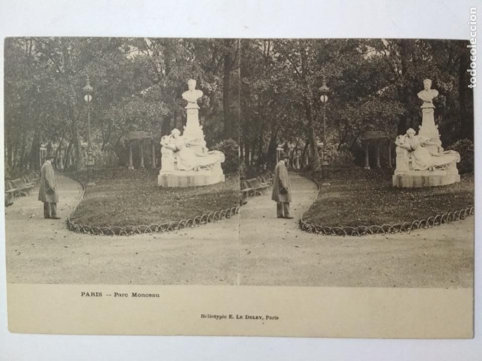 Photographie ancienne: POSTAL ESTEREOSCOPICA, PARIS  - PARC MONCEAU