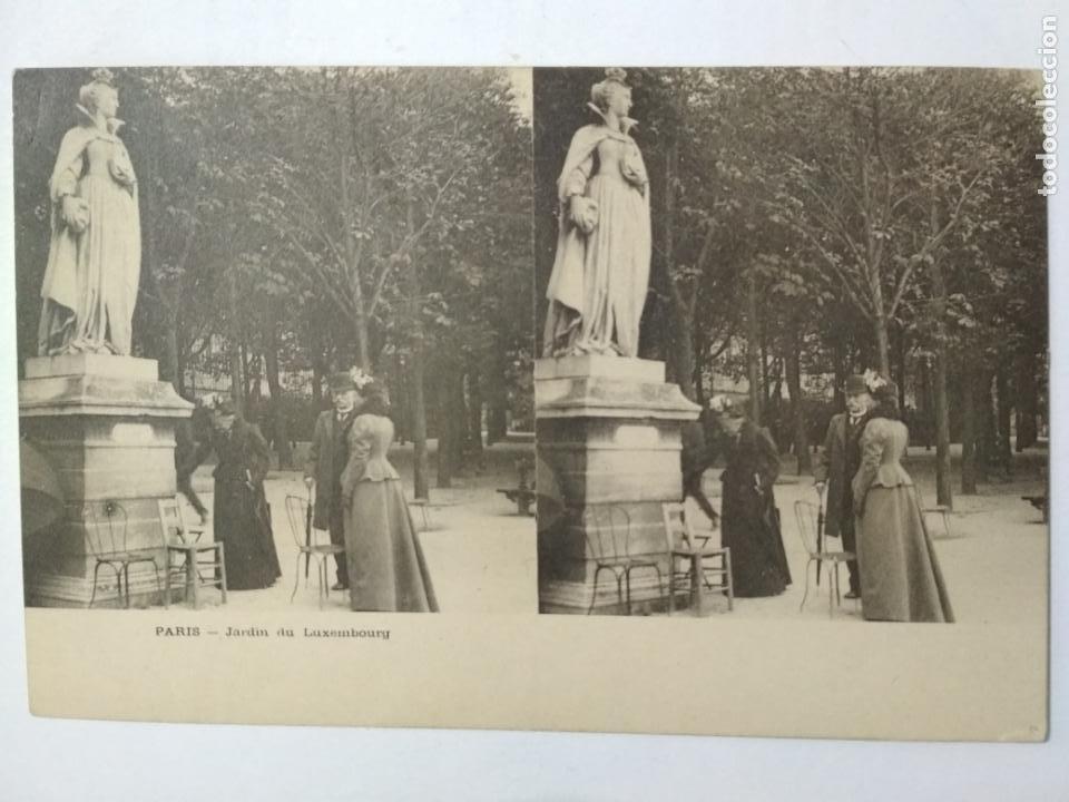 Photographie ancienne: POSTAL ESTEREOSCOPICA, PARIS - JARDIN DU LUXEMBOURG, SIN CIRCULAR