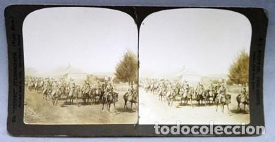Photographie ancienne: FOTOGRAFIA ESTEREOSCOPICA. SCOUTS CANADIENSES VAN A UNIRSE A LAS TROPAS DE BUTLERS, GUERRA BOER.
