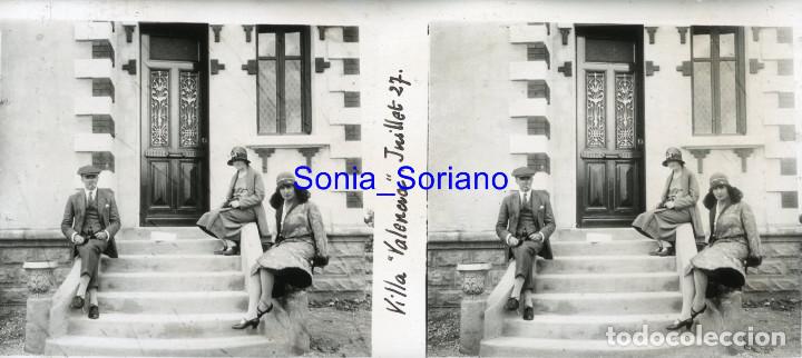 Fotograf&iacute;a antigua: VILLA VALENCIA,  FRANCIA? - CRISTAL POSITIVO ESTEREOSCOPICO
