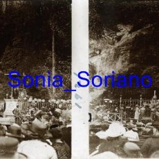 Fotografía antigua: SANTUARIO LOURDES, FRANCIA - CRISTAL ESTEREOSCOPICO - PRINCIPIO 1900