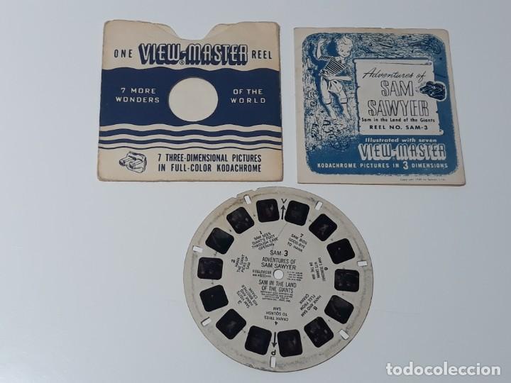 Antiguo Disco 3d View Master Las Aventuras De Sam Sawyer Nº 3 En La Tierra De Los Gigantes Anos 50