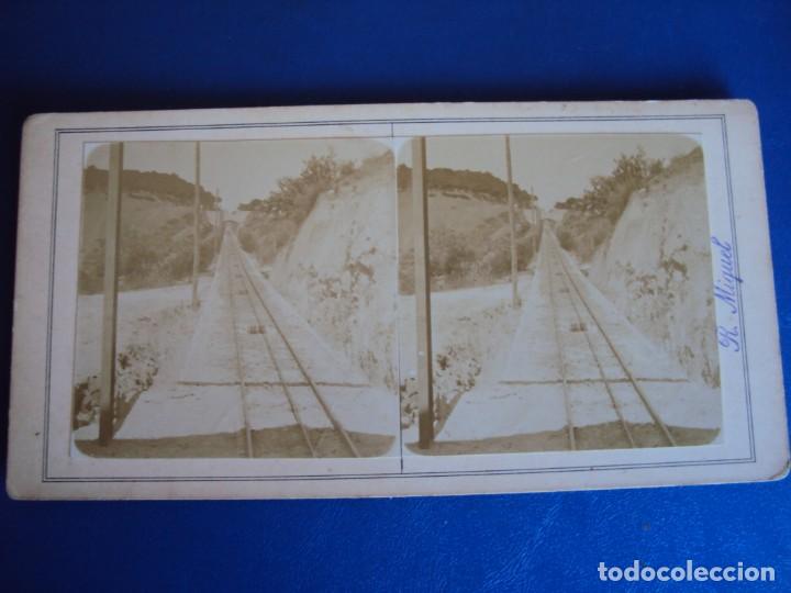 Fotograf&iacute;a antigua: (ES-190360)FOTOGRAFIA ESTEREOSCOPICA DESCONOCIDA-VIA FERROCARRIL.FUNICULAR TIBIDABOR.MIQUEL