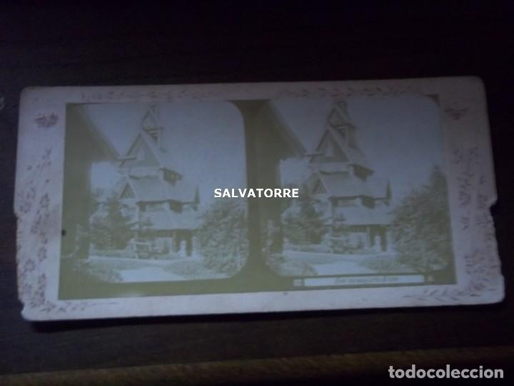 Fotograf&iacute;a antigua: fotografia estereoscopica. EINE NORWEQISHE KIRCHE,NORUEGA.10.Stavkirke.NORWAY