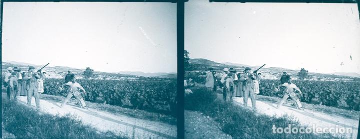 Photographie ancienne: TIRO PICHON A BRAZO NEGATIVO CRISTAL ESTEREOSCOPICO