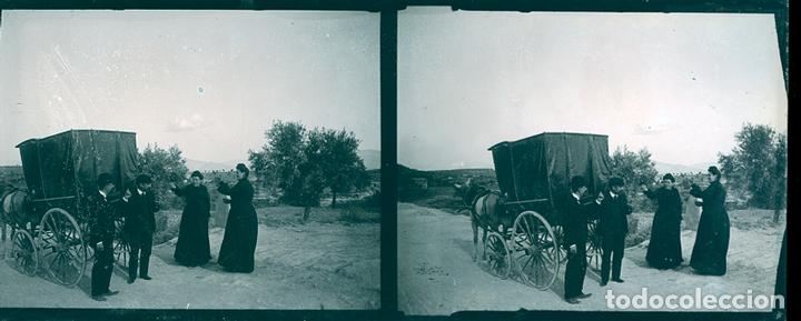 Photographie ancienne: CARRUAJE DE CABALLOS NEGATIVO CRISTAL ESTEREOSCOPICO