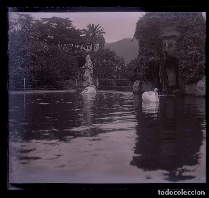 Fotografia antica: Estanque. Fuente y escultura. c. 1930