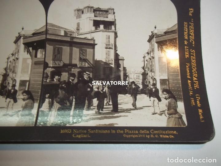 Fotografia antica: FOTOGRAFIA ESTEREOSCOPICA.PLAZA DE LA CONSTITUCION.PIAZZA CONSTITUZIONE.CAGLIARI.ITALIA.1903