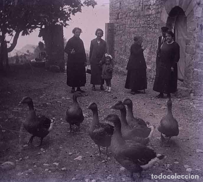 Fotografia antica: Catalunya. Masia. Se&ntilde;ores y manada de patos. c. 1930