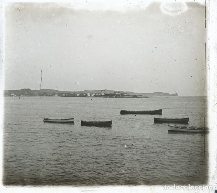 Fotograf&iacute;a antigua: PUNTA HENDAYA DESDE FUNTERRABIA 1920 POSITIVO CRISTAL ESTEREOSCOPICO