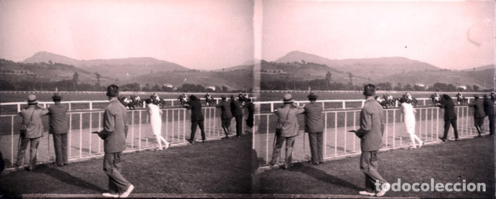 Antique Photography: HIPODROMO DE LASARTE NEGATIVO CELULOIDE ESTEREOSCOPICO