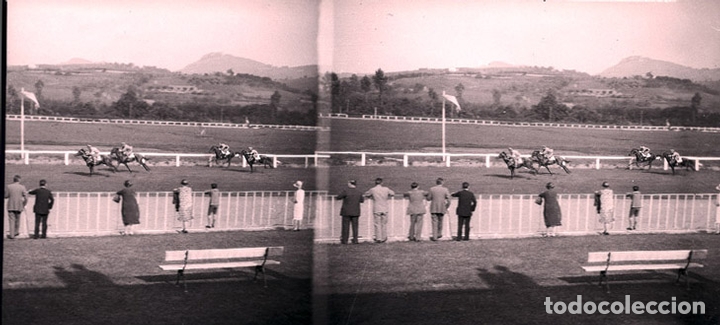 Antique Photography: HIPODROMO DE LASARTE NEGATIVO CELULOIDE ESTEREOSCOPICO