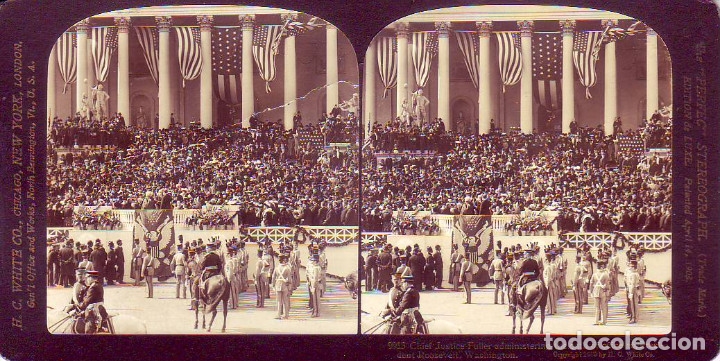 Photographie ancienne: EL JUEZ RECIBIENDO JURAMENTO DEL PRESIDENTE ROOSEVELT U,S.A.