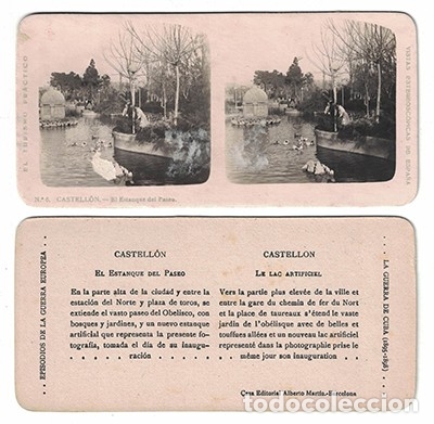 Antique Photography: FOTOGRAFIA ESTEREOSCOPICA. EL ESTANQUE DEL PASEO, CASTELLON, N&ordm; 6 - P-ESTEO-142