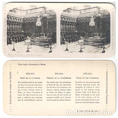 Fotografia antiga: FOTOGRAFIA ESTEREOSCOPICA. MALAGA, CORO DE LA CATEDRAL, N&ordm; 6 - P-ESTEO-181