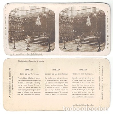 Fotografia antiga: FOTOGRAFIA ESTEREOSCOPICA. MALAGA, CORO DE LA CATEDRAL, N&ordm; 6 - P-ESTEO-182