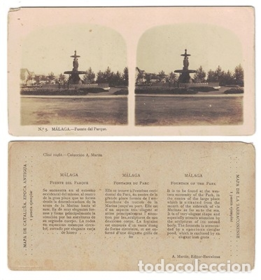 Antique Photography: FOTOGRAFIA ESTEREOSCOPICA. MALAGA, FUENTE DEL PARQUE, N&ordm; 5 - P-ESTEO-188