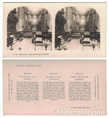 Antique Photography: FOTOGRAFIA ESTEREOSCOPICA. MALAGA, NAVE CENTRAL DE LA CATEDRAL, N&ordm; 12 - P-ESTEO-191