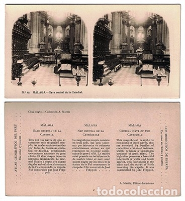Antique Photography: FOTOGRAFIA ESTEREOSCOPICA. MALAGA, NAVE CENTRAL DE LA CATEDRAL, N&ordm; 12 - P-ESTEO-192