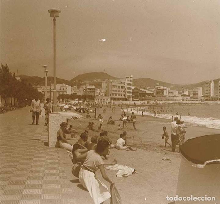 Fotografia antiga: CANARIAS. Playa. Ba&ntilde;istas. 1960