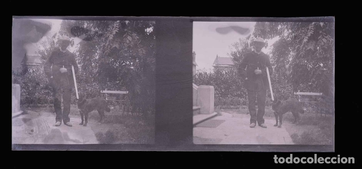 Photographie ancienne: Cazador, escopeta y perro. c.1915