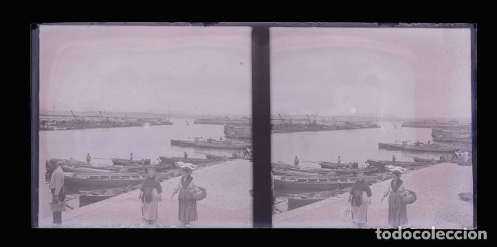 Photographie ancienne: Norte de Espa&ntilde;a. Puerto. Pescadores. Barcas. c.1915