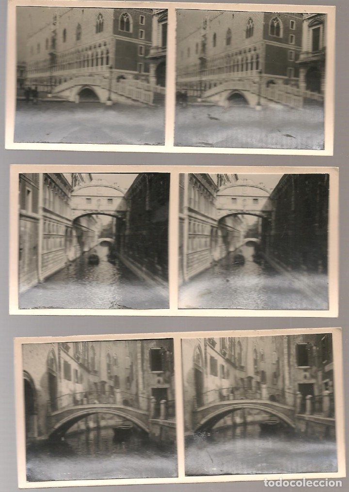 Antique Photography: 02400 3 FOTOGRAFIA estereoscopica VENEZIA, puentes , son fotos particulares , 13x 6 cm.