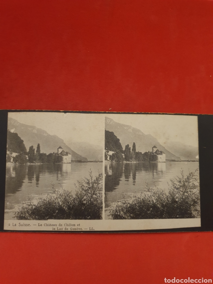 Antique Photography: La Suisse.Le Chateau de Chilton et le lac de Geneve.1890-1900 Aprox.