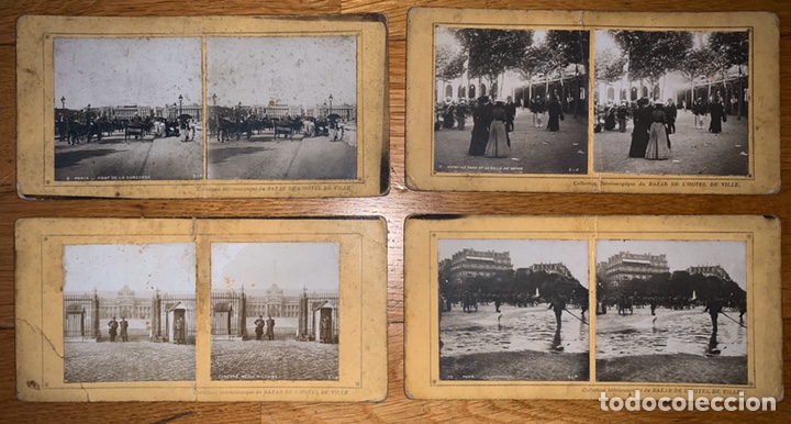 Photographie ancienne: Lote de 4 fotos estereoscopicas de l&rsquo;Hotel de Ville
