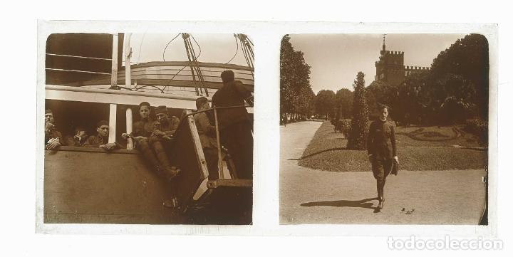 Fotograf&iacute;a antigua: Transporte de soldados. Puerto de Barcelona. Buque Guillem Sorolla. Soldados. c.1922