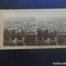 Fotografía antigua: SEVILLA PANORAMA Y PLAZA DE TOROS VISTA ESTEREOSCOPICA ALBUMINA GAUDIN FOTOGRAFO HACIA 1858