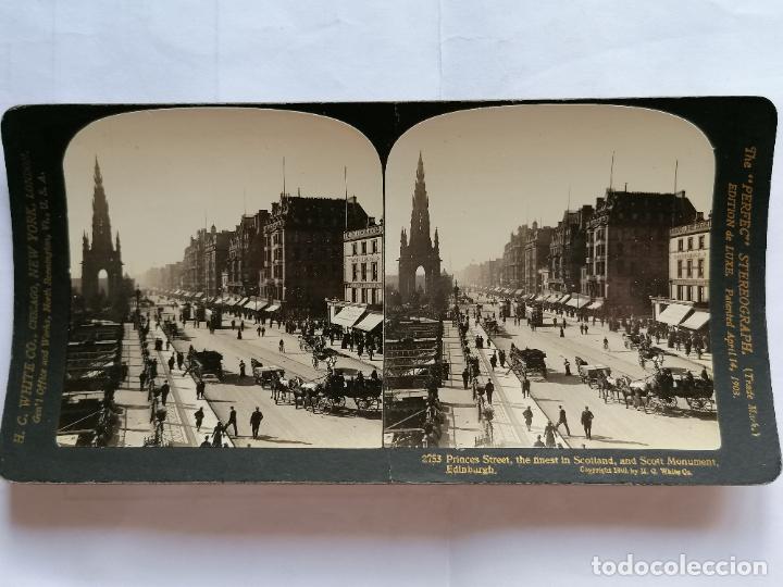 Fotografia antica: FOTOGRAFIA ESTEREOSCOPICA, ,PRINCES STREET, THE NNEST IN SCOTLAND, AND SCOTT MONUMENT A&Ntilde;O 1903, RARA