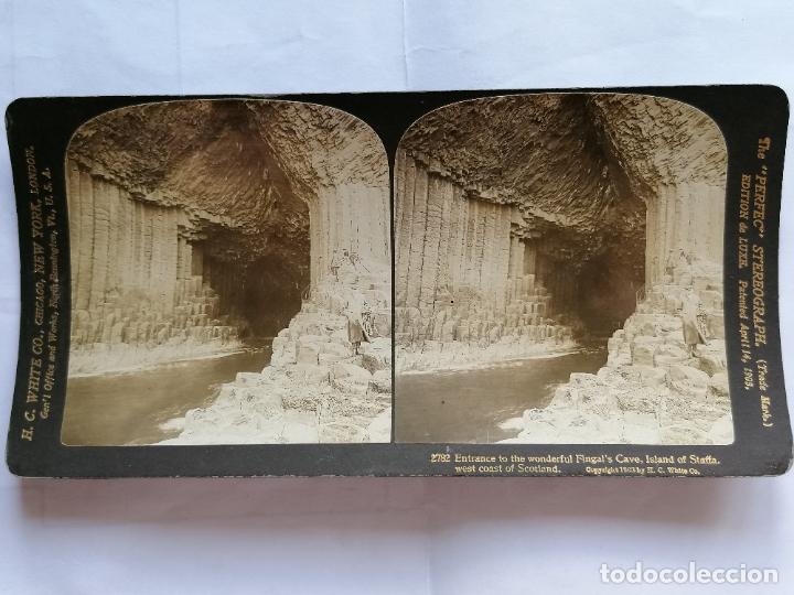 Fotografia antica: FOTOGRAFIA ESTEREOSCOPICA, ENTRANCE TO THE WONDERFUL FINGAL'S CAVE, ISLAND OF STAFFA, A&Ntilde;O 1903, RARA