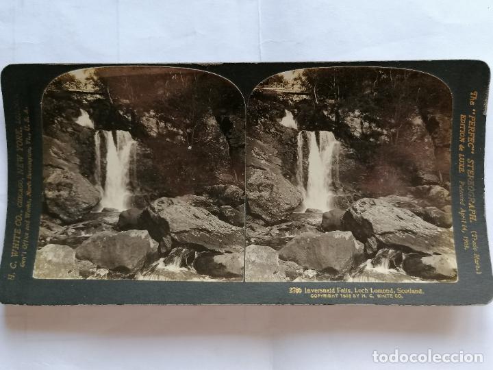 Fotografia antica: FOTOGRAFIA ESTEREOSCOPICA, INVERSNAID FALIS, LOCH LOMOND, SCORLAND, A&Ntilde;O 1903