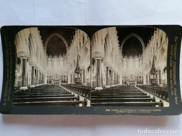 Fotografia antica: FOTOGRAFIA ESTEREOSCOPICA, INTERIOR DE LA CATEDRAL, QUEENSTOWN, IRLANDA, A&Ntilde;O 1903, RARA