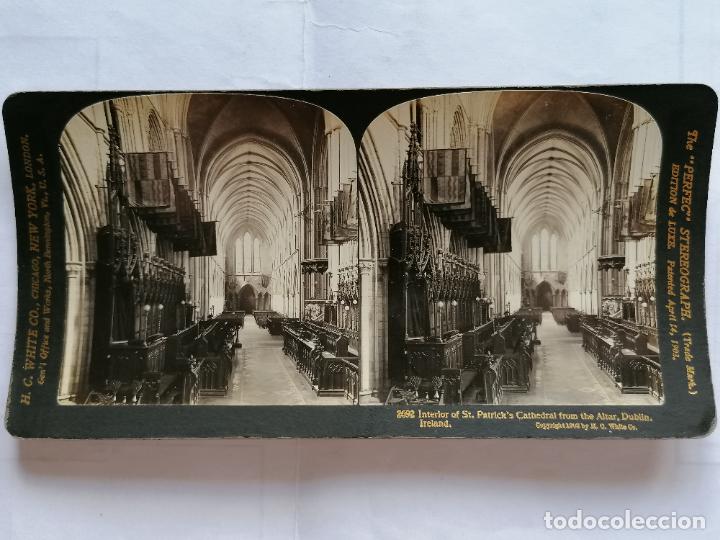 Fotografia antica: FOTOGRAFIA ESTEREOSCOPICA, INTERIOR DE SAN PATRICIO, CATEDRAL DEL ALTAR, DUBLIN, ESCOCIA , A&Ntilde;O 1903