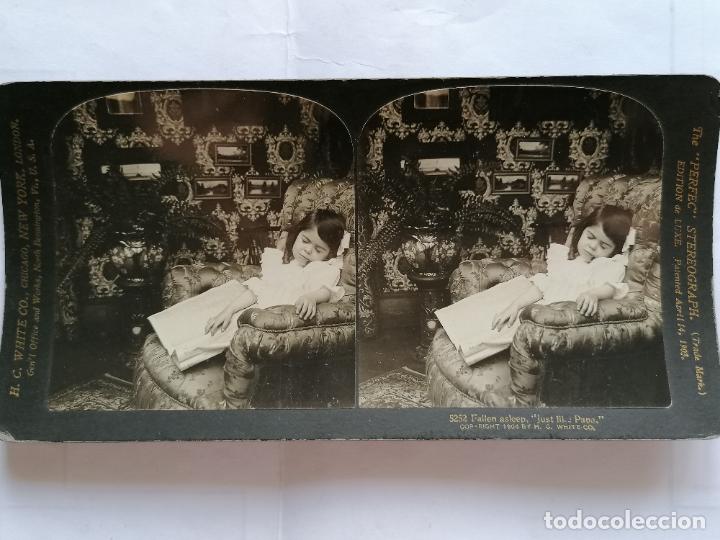 Antique Photography: FOTOGRAFIA ESTEREOSCOPICA, SE QUEDO DORMIDA LO MISMO QUE PAPA , A&Ntilde;O 1903