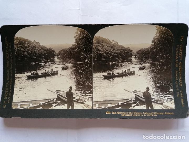 Fotografia antica: FOTOGRAFIA ESTEREOSCOPICA, EL ENCUENTRO DE LAS AGUAS, LAGOS DE KILLARNEY, IRLANDA , A&Ntilde;O 1903