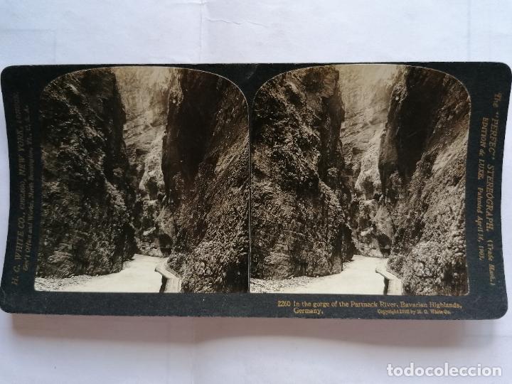 Fotografia antica: FOTOGRAFIA ESTEREOSCOPICA, EN EL DESFILADERO DEL RIO PARTNACK, MONTA&Ntilde;AS DE BAVIERA, ALEMA , A&Ntilde;O 1903