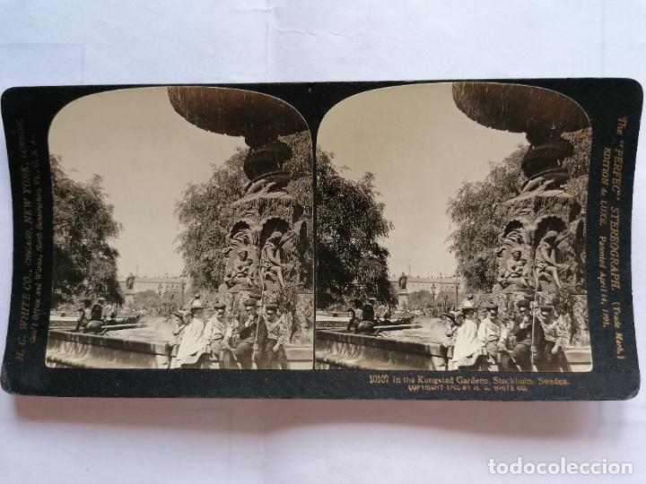 Fotografia antica: FOTOGRAFIA ESTEREOSCOPICA, EN LOS JARDINES DEL KUNGSTRAD EN ESTOCOLMO, SUECIA , A&Ntilde;O 1903