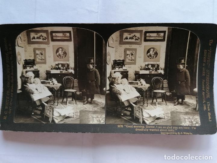 Fotografia antica: FOTOGRAFIA ESTEREOSCOPICA, BUENOS DIAS DOCTOR, ME ALEGRO DE QUE HAYA VENIDO , A&Ntilde;O 1903